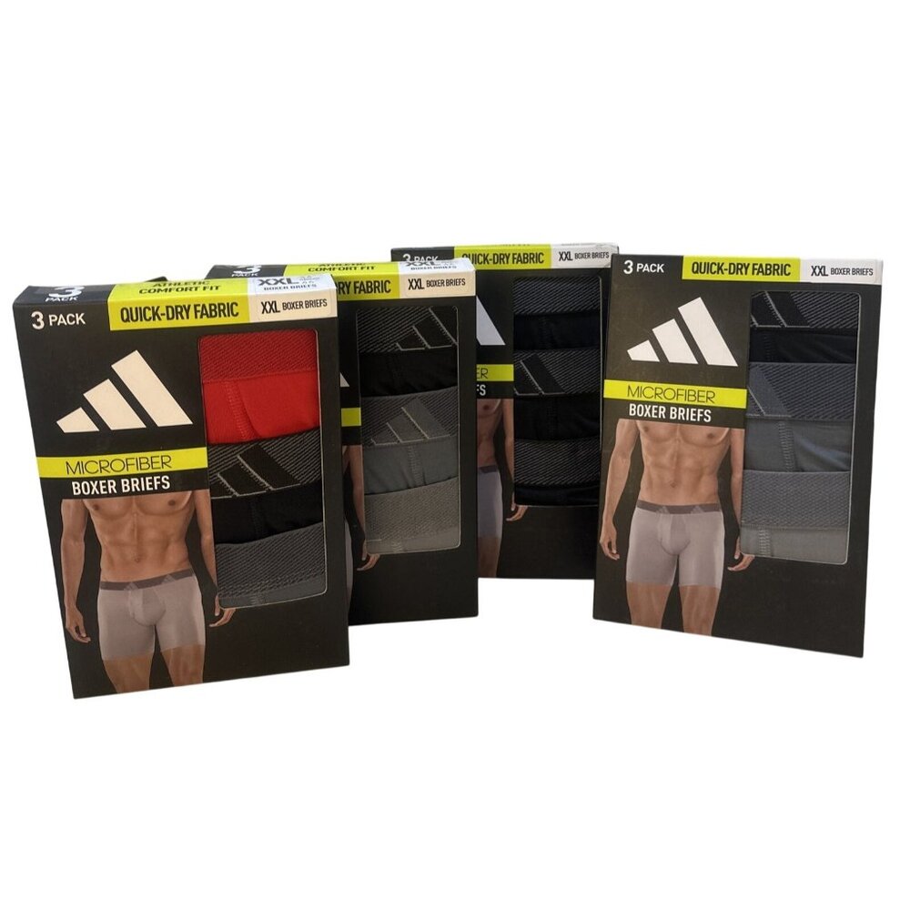 Adidas Performance Boxer Briefs 3-pack Black Sz XXL Quick-Dry Fabric, No Ride Up